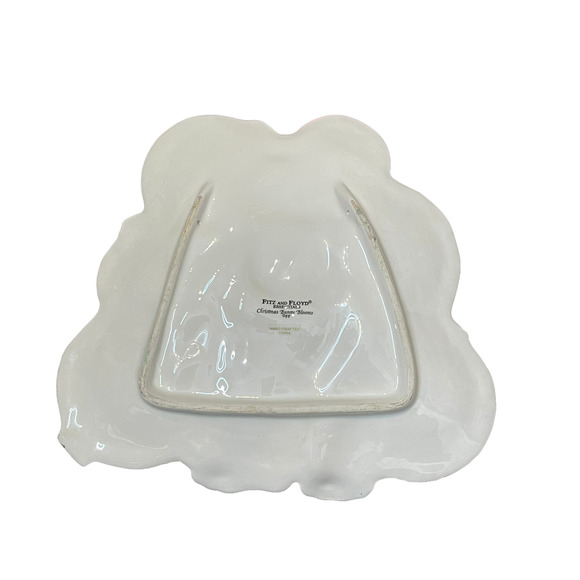 Fitz and Floyd Essentials Canapé Plate Christmas Bunny Blooms Holiday 9X8 - Picture 6 of 7
